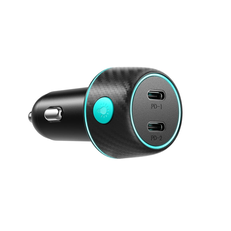 JOYROOM JR-CCN02 70W Dual PD Multi-Color Car Charger with Light Button(Black) - Car Charger by JOYROOM | Online Shopping South Africa | PMC Jewellery