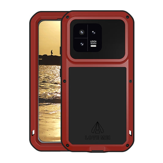 For Xiaomi 13 LOVE MEI Metal Shockproof Life Waterproof Dustproof Phone Case(Red) - Xiaomi Cases by LOVE MEI | Online Shopping South Africa | PMC Jewellery | Buy Now Pay Later Mobicred