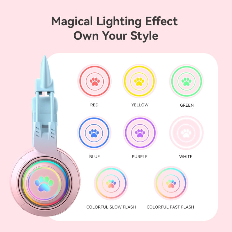 T25 RGB Stereo Cat Ear Bluetooth Wireless Headphones with Detachable Microphone(Black) - Headset & Headphone by PMC TechLife | Online Shopping South Africa | PMC TechLife