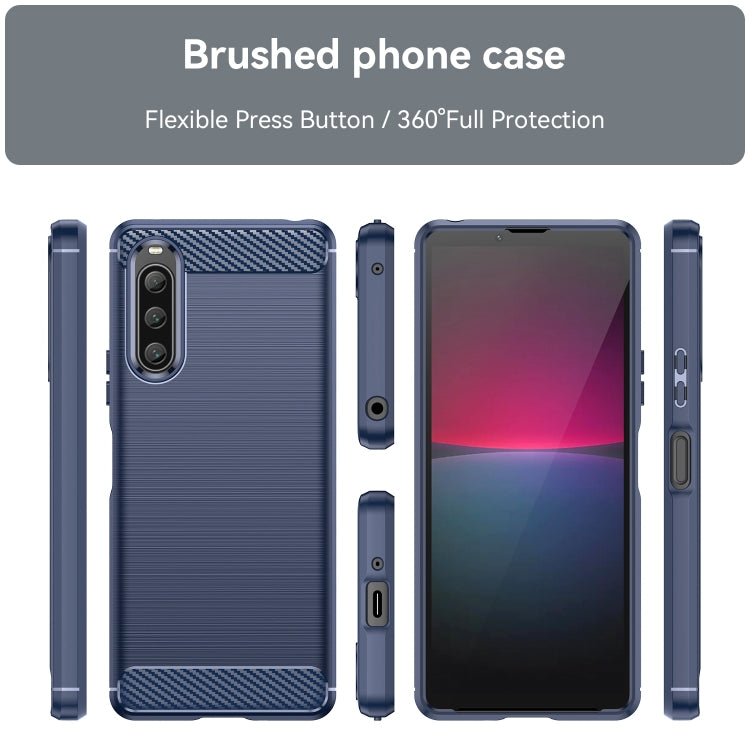 For Sony Xperia 10 V Brushed Texture Carbon Fiber TPU Phone Case(Blue) - Sony Cases by PMC TechLife | Online Shopping South Africa | PMC TechLife | Buy Now Pay Later Mobicred