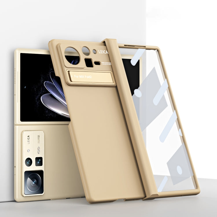 For Xiaomi Mix Fold 2 Macaron Hinge All-inclusive Folding Phone Case with Stand(Gold) - Xiaomi Cases by PMC Jewellery | Online Shopping South Africa | PMC Jewellery