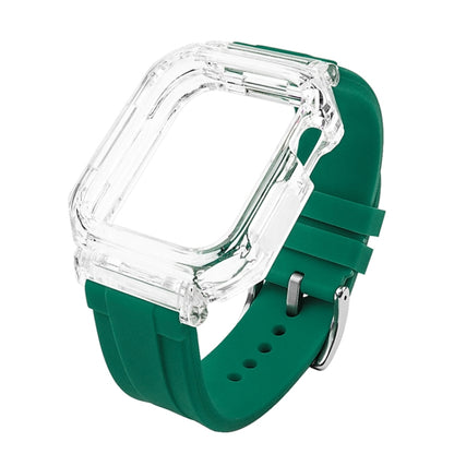 Crystal Clear Polycarbonate Case Silicone Watch Band For Apple Watch Series 8&7 45mm / SE 2&6&SE&5&4 44mm / 3&2&1 42mm(Green) - Watch Cases by PMC Jewellery | Online Shopping South Africa | PMC Jewellery | Buy Now Pay Later Mobicred