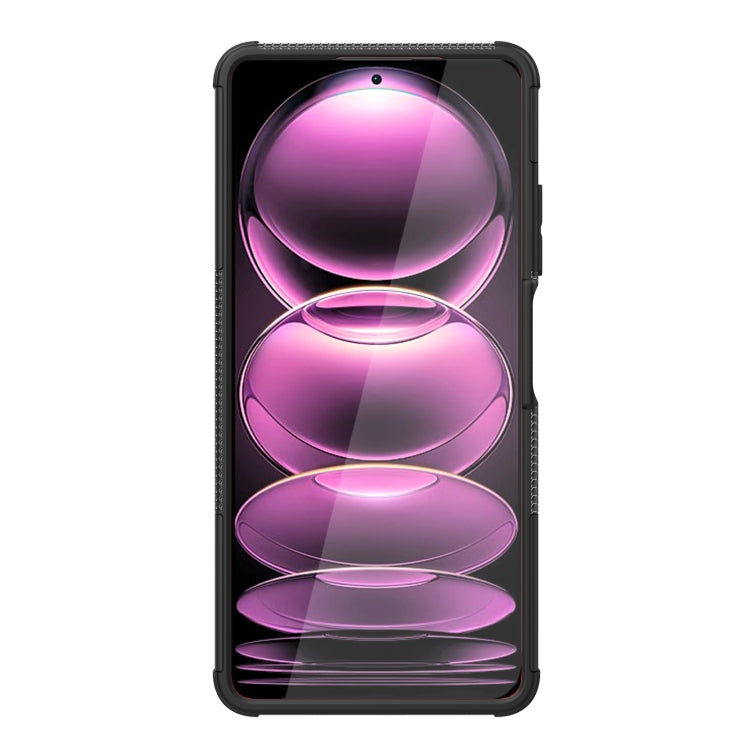 For Xiaomi Redmi Note 12 Pro 5G Tire Texture TPU + PC Phone Case with Holder(Black) - Note 12 Pro Cases by PMC TechLife | Online Shopping South Africa | PMC TechLife
