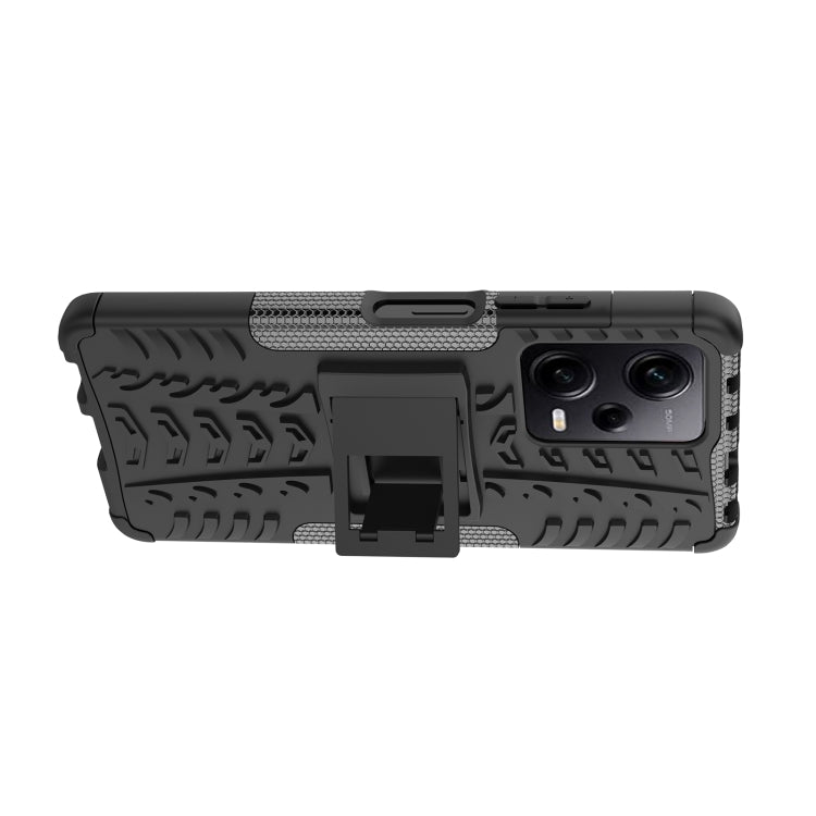 For Xiaomi Redmi Note 12 Pro 5G Tire Texture TPU + PC Phone Case with Holder(Black) - Note 12 Pro Cases by PMC TechLife | Online Shopping South Africa | PMC TechLife