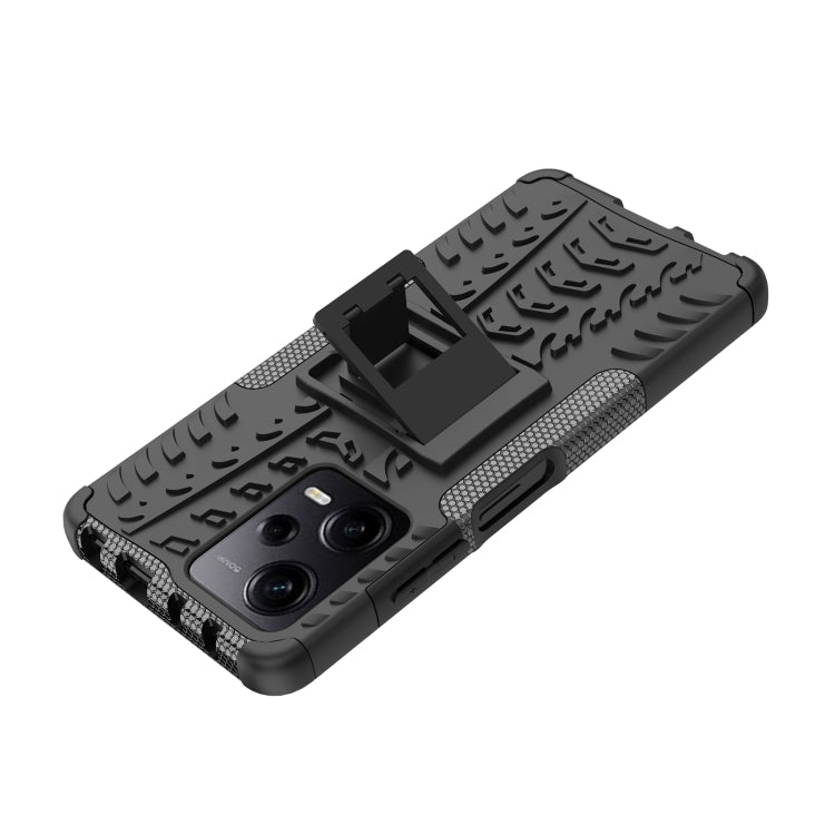 For Xiaomi Redmi Note 12 Pro 5G Tire Texture TPU + PC Phone Case with Holder(Black) - Note 12 Pro Cases by PMC TechLife | Online Shopping South Africa | PMC TechLife