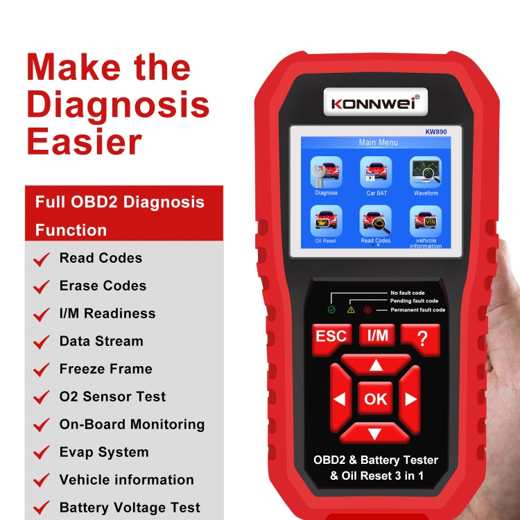 KONNWEI KW890 2 in 1 Car OBD2 Fault Detector + Maintenance Light Reseter - free shipping - PMC TechLife - Order now!