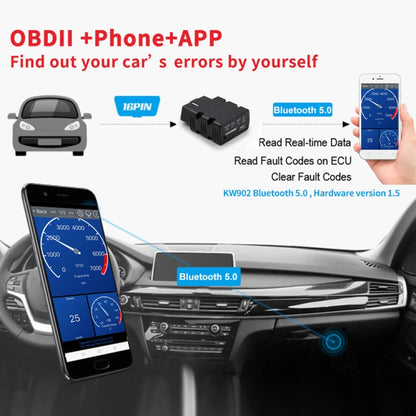 KONNWEI KW902 Bluetooth 5.0 OBD2 Car Fault Diagnostic Scan Tools Support IOS / Android(Black) - Code Readers & Scan Tools by KONNWEI | Online Shopping South Africa | PMC Jewellery