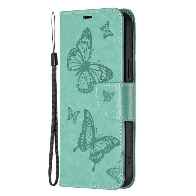 For Xiaomi Redmi Note 12 4G Global Two Butterflies Embossing Leather Phone Case(Green) - free shipping - PMC TechLife - Order now!
