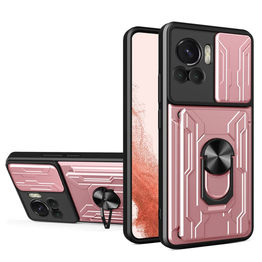 For Motorola Edge 30 Ultra 5G / Moto X30 Pro Sliding Camshield TPU+PC Phone Case with Card Slot(Rose Gold) - Motorola Cases by PMC Jewellery | Online Shopping South Africa | PMC Jewellery