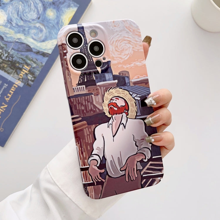 For iPhone 14 Pro Max Precise Hole Oil Painting Glossy PC Phone Case(Tower) - iPhone 14 Pro Max Cases by PMC TechLife | Online Shopping South Africa | PMC TechLife