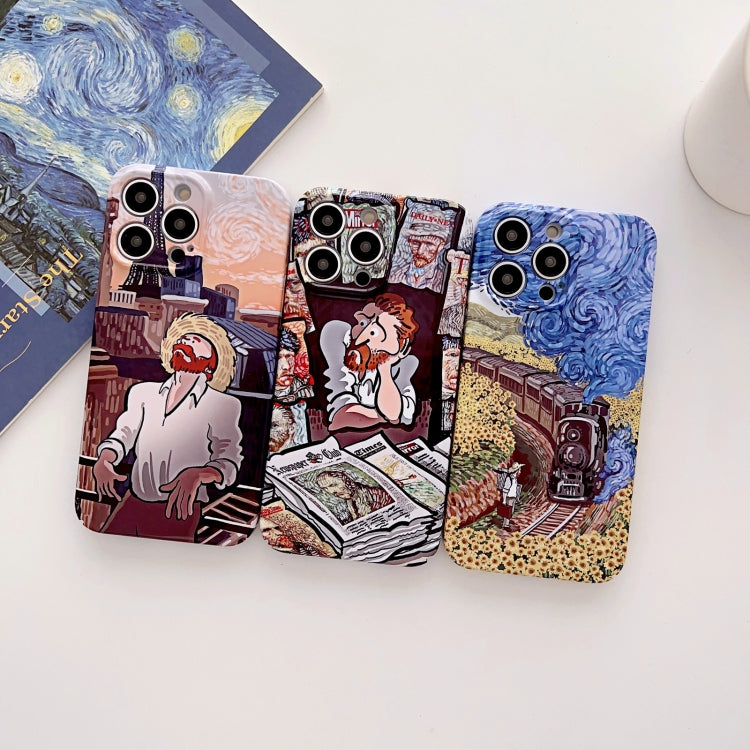 For iPhone 13 Pro Precise Hole Oil Painting Glossy PC Phone Case(Tower) - iPhone 13 Pro Cases by PMC TechLife | Online Shopping South Africa | PMC TechLife