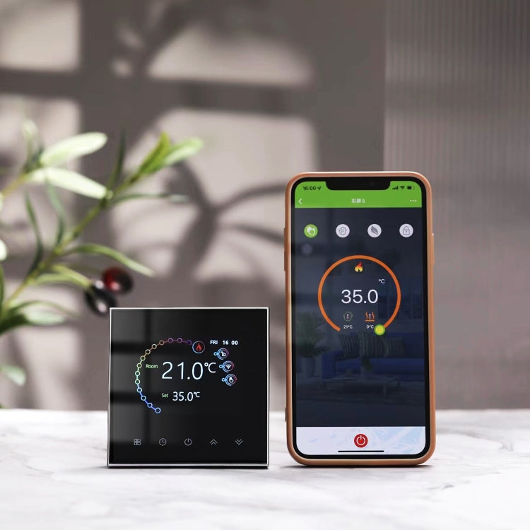 BHT-2002GBLM 220V Smart Home Heating Thermostat Electric Heating WiFi Thermostat with External Sensor Wire(Black) - Thermostat & Thermometer by PMC TechLife | Online Shopping South Africa | PMC TechLife
