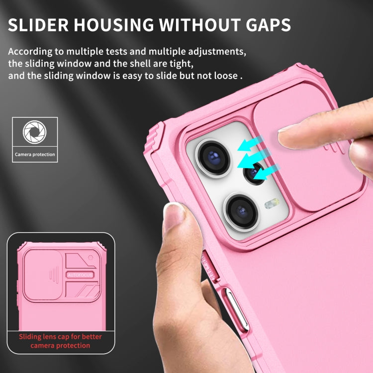 For Xiaomi Redmi Note 12 Pro 5G / Poco X5 Pro Stereoscopic Holder Sliding Camshield Phone Case(Pink) - free shipping - PMC TechLife - Order now!