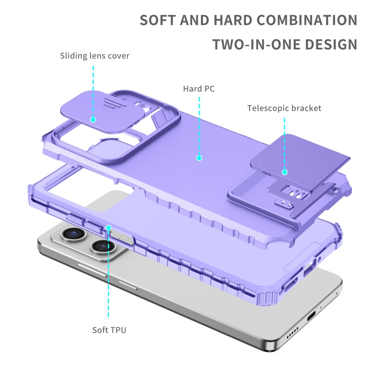 For Xiaomi Redmi Note 12 Pro 5G / Poco X5 Pro Stereoscopic Holder Sliding Camshield Phone Case(Purple) - free shipping - PMC TechLife - Order now!