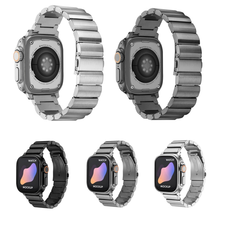 Flat Buckle Titanium Alloy Watch Band For Apple Watch Ultra 49mm&Watch Ultra 2 49mm / Series 9&8&7 45mm / SE 3&SE 2&6&SE&5&4 44mm / 3&2&1 42mm (Gray) - Watch Bands by PMC TechLife | Online Shopping South Africa | PMC TechLife | Buy Now Pay Later Mobicred