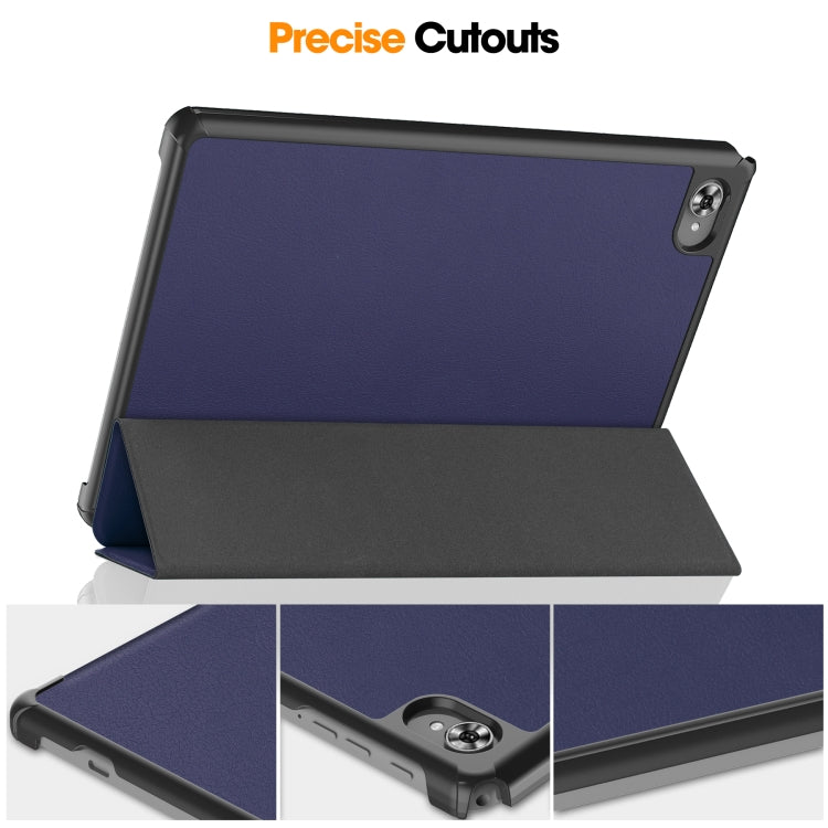 For Teclast M40 Plus Custer Pure Color 3-Fold Holder Leather Tablet Case(Dark Blue) - free shipping - PMC TechLife - Order now!