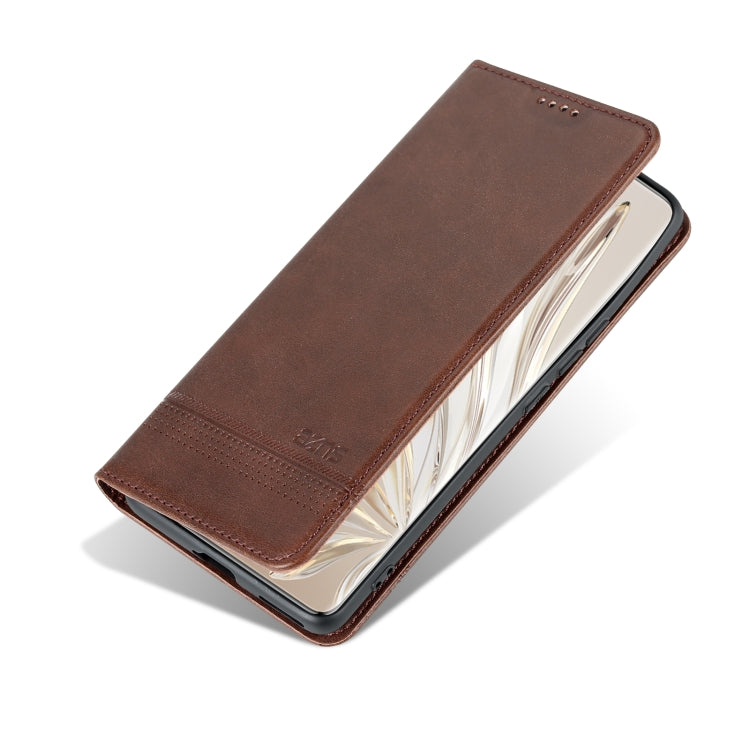 For Honor 90 AZNS Magnetic Calf Texture Flip Leather Phone Case(Dark Brown) - Honor Cases by AZNS | Online Shopping South Africa | PMC TechLife | Buy Now Pay Later Mobicred