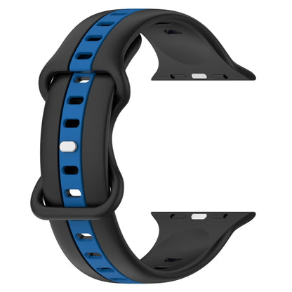Nail Buckle Two-color Watch Band For Apple Watch Ultra 49mm / Series 8&7 45mm / SE 2&6&SE&5&4 44mm / 3&2&1 42mm(Black Blue) - Smart Wear by PMC Jewellery | Online Shopping South Africa | PMC Jewellery