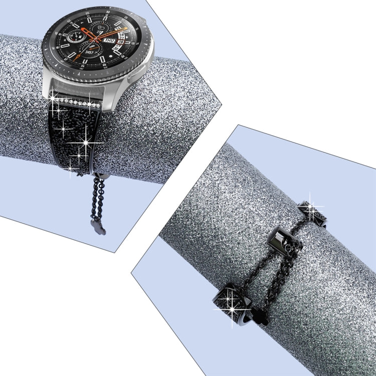 For Garmin Venu 2 / Forerunner 265 / 255 22mm Diamond Chain Mental Watch Band(Black) -  by PMC TechLife | Online Shopping South Africa | PMC TechLife