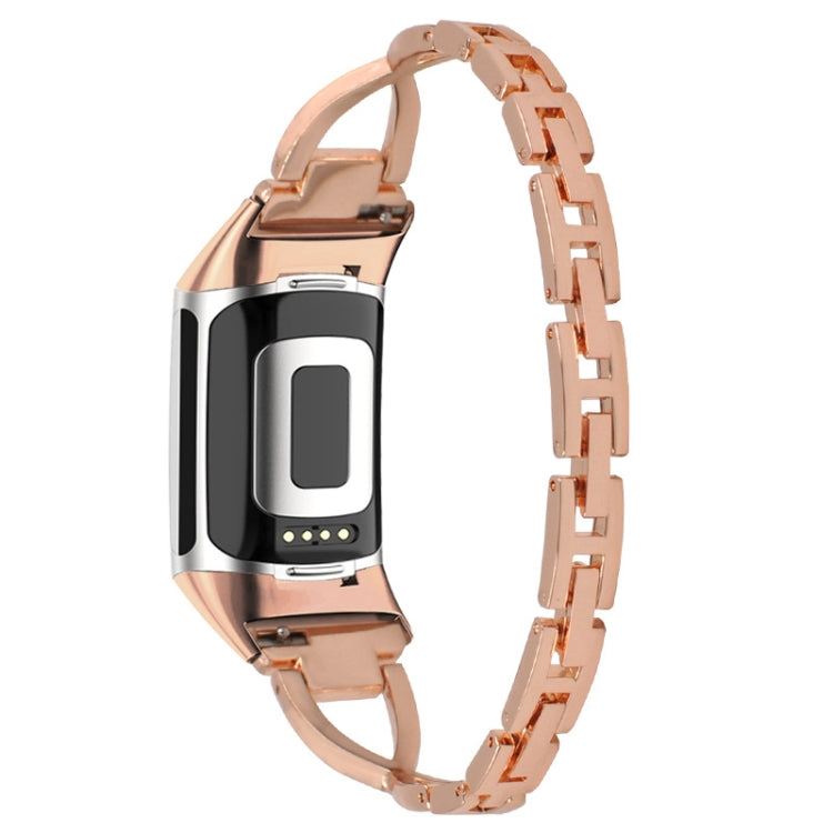 For Fitbit Charge 2 Diamond Metal Watch Band(Rose Gold) - Smart Wear by PMC TechLife | Online Shopping South Africa | PMC TechLife