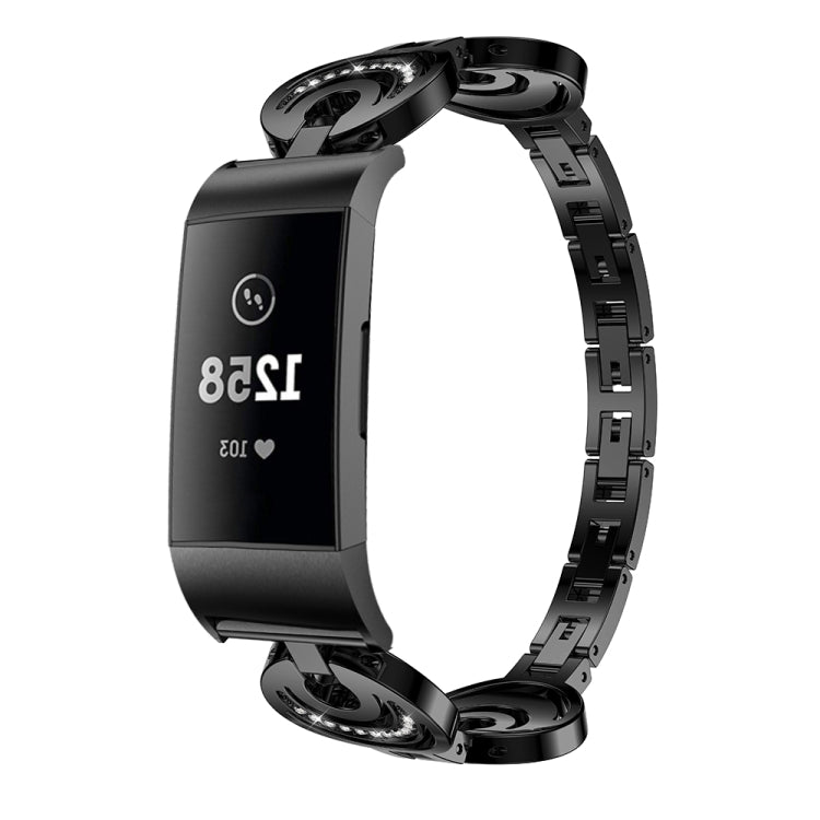 For Fitbit Charge 5 Sun Moon Star Diamond Metal Watch Band(Black) -  by PMC TechLife | Online Shopping South Africa | PMC TechLife