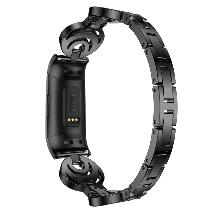 For Fitbit Charge 5 Sun Moon Star Diamond Metal Watch Band(Black) -  by PMC TechLife | Online Shopping South Africa | PMC TechLife