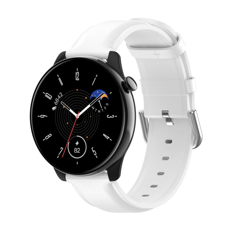 For Amazfit GTR Mini Round Tail Genuine Leather Watch Band(White) -  by PMC TechLife | Online Shopping South Africa | PMC TechLife