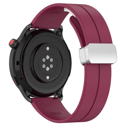 For Amazfit GTR 4 Magnetic Fold Clasp Silver Buckle Silicone Watch Band(Wine Red) -  by PMC Jewellery | Online Shopping South Africa | PMC Jewellery