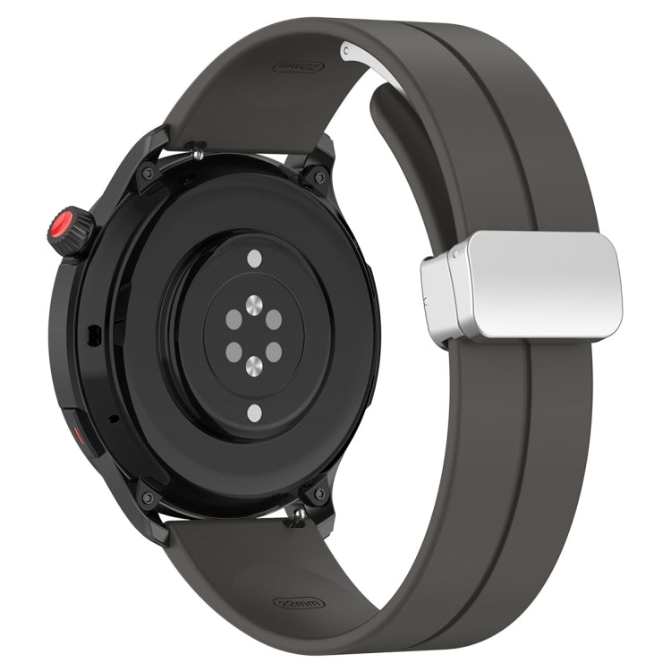 For Amazfit GTR 4 Magnetic Fold Clasp Silver Buckle Silicone Watch Band(Space Grey) -  by PMC TechLife | Online Shopping South Africa | PMC TechLife