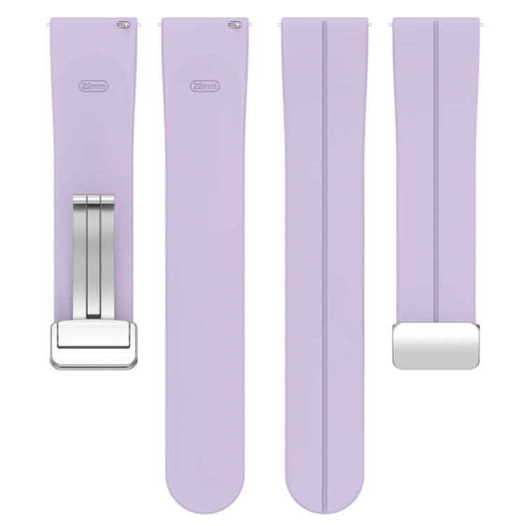 For Amazfit GTR 4 Magnetic Fold Clasp Silver Buckle Silicone Watch Band(Light Purple) - Smart Wear by PMC Jewellery | Online Shopping South Africa | PMC Jewellery