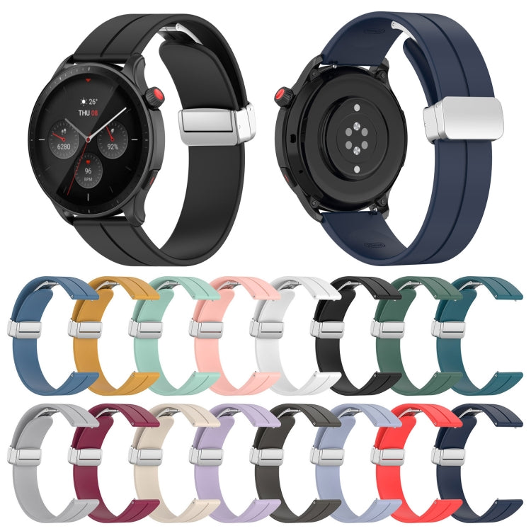For Amazfit GTR 4 Magnetic Fold Clasp Silver Buckle Silicone Watch Band(Red) -  by PMC TechLife | Online Shopping South Africa | PMC TechLife
