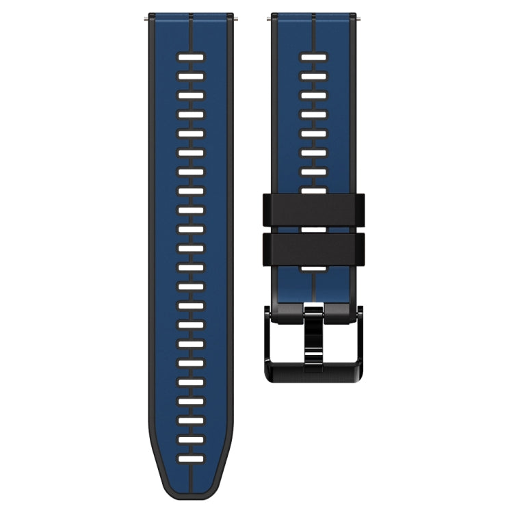 20mm Universal Vertical Line Two-Color Silicone Watch Band(Dark Blue+Black) - Smart Wear by PMC TechLife | Online Shopping South Africa | PMC TechLife