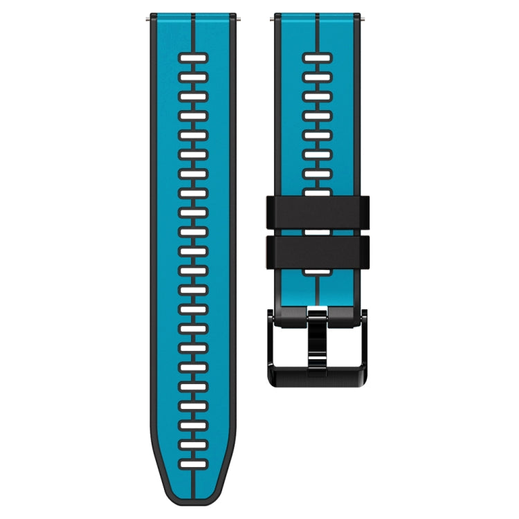 20mm Universal Vertical Line Two-Color Silicone Watch Band(Sky Blue+Black) - Smart Wear by PMC Jewellery | Online Shopping South Africa | PMC Jewellery
