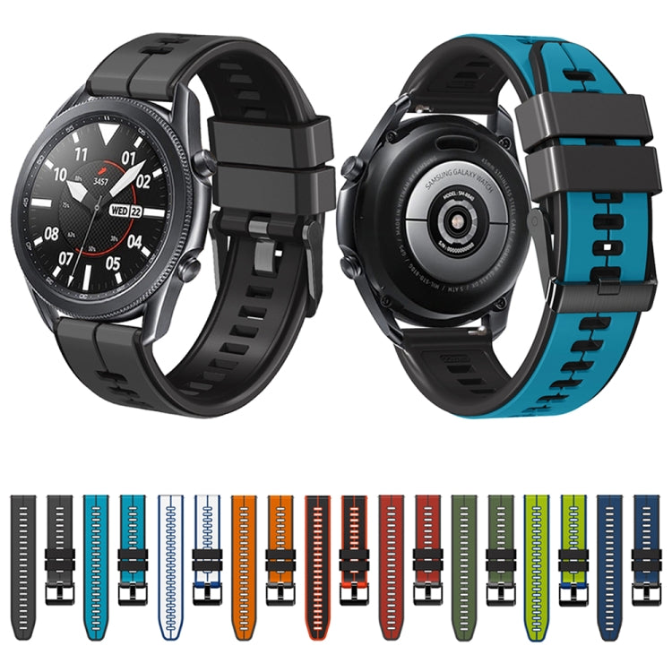 20mm Universal Vertical Line Two-Color Silicone Watch Band(Sky Blue+Black) - Smart Wear by PMC TechLife | Online Shopping South Africa | PMC TechLife