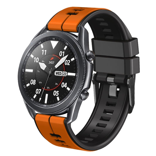 22mm Universal Vertical Line Two-Color Silicone Watch Band(Orange+Black) - Smart Wear by PMC Jewellery | Online Shopping South Africa | PMC Jewellery
