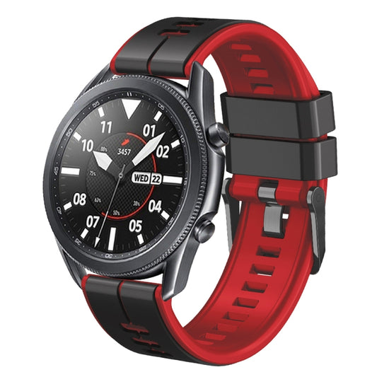 22mm Universal Vertical Line Two-Color Silicone Watch Band(Black+Red) - Smart Wear by PMC Jewellery | Online Shopping South Africa | PMC Jewellery