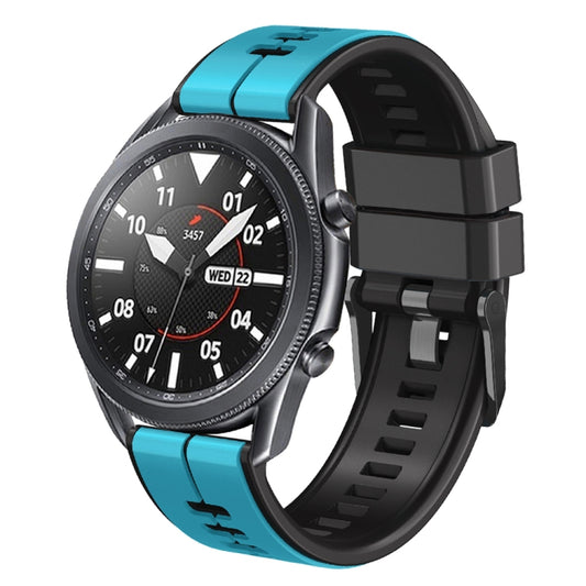 22mm Universal Vertical Line Two-Color Silicone Watch Band(Sky Blue+Black) - Smart Wear by PMC Jewellery | Online Shopping South Africa | PMC Jewellery