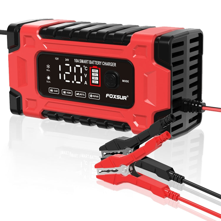 FOXSUR 12V / 24V / 10A Car / Motorcycle Battery Smart Repair Lead-acid Battery Charger, Plug Type:US Plug - Battery Charger by FOXSUR | Online Shopping South Africa | PMC Jewellery | Buy Now Pay Later Mobicred