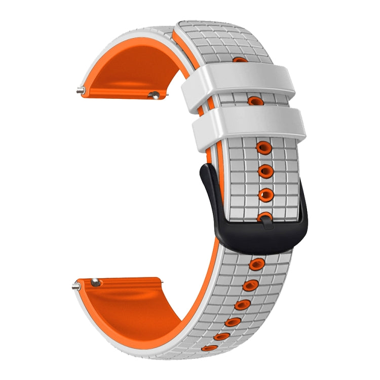 20mm Universal Mesh Two-Tone Silicone Watch Band(White Orange) - Smart Wear by PMC Jewellery | Online Shopping South Africa | PMC Jewellery