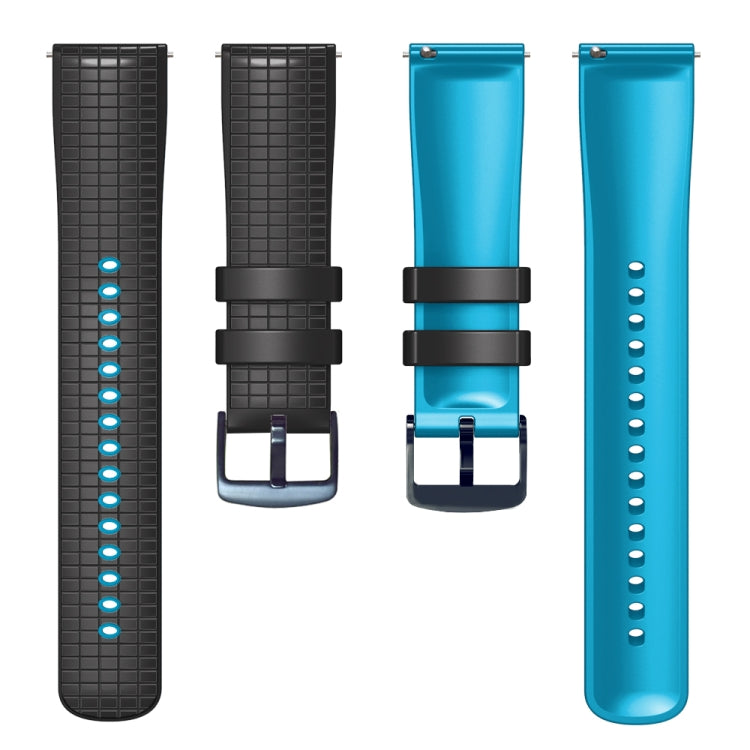 20mm Universal Mesh Two-Tone Silicone Watch Band(Black Sky Blue) - Smart Wear by PMC Jewellery | Online Shopping South Africa | PMC Jewellery