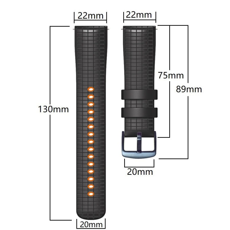 22mm Universal Mesh Two-Tone Silicone Watch Band(Black Sky Blue) - Smart Wear by PMC TechLife | Online Shopping South Africa | PMC TechLife