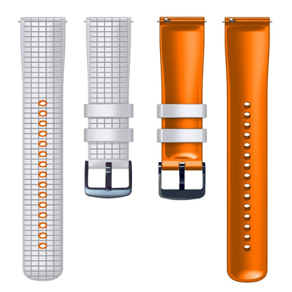 22mm Universal Mesh Two-Tone Silicone Watch Band(White Orange) - Smart Wear by PMC Jewellery | Online Shopping South Africa | PMC Jewellery