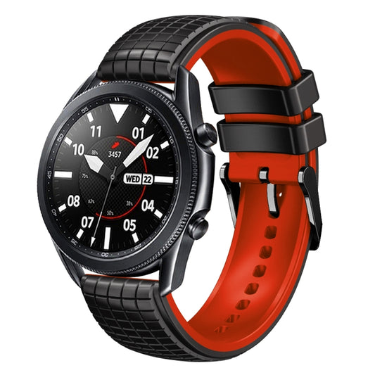 22mm Universal Mesh Two-Tone Silicone Watch Band(Black Red) - Smart Wear by PMC Jewellery | Online Shopping South Africa | PMC Jewellery