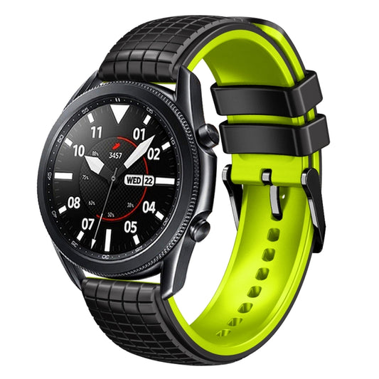 22mm Universal Mesh Two-Tone Silicone Watch Band(Black Lime) - Smart Wear by PMC Jewellery | Online Shopping South Africa | PMC Jewellery