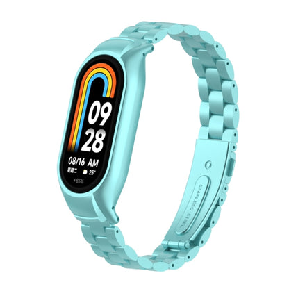 For Xiaomi Mi Band 8 Integrated Metal Case + Three-bead Watch Band(Cloud Blue) - Smart Wear by PMC Jewellery | Online Shopping South Africa | PMC Jewellery