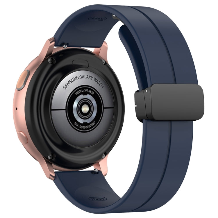 20mm Universal Flat Head Groove Folding Black Buckle Silicone Watch Band(Midnight Blue) - Smart Wear by PMC TechLife | Online Shopping South Africa | PMC TechLife