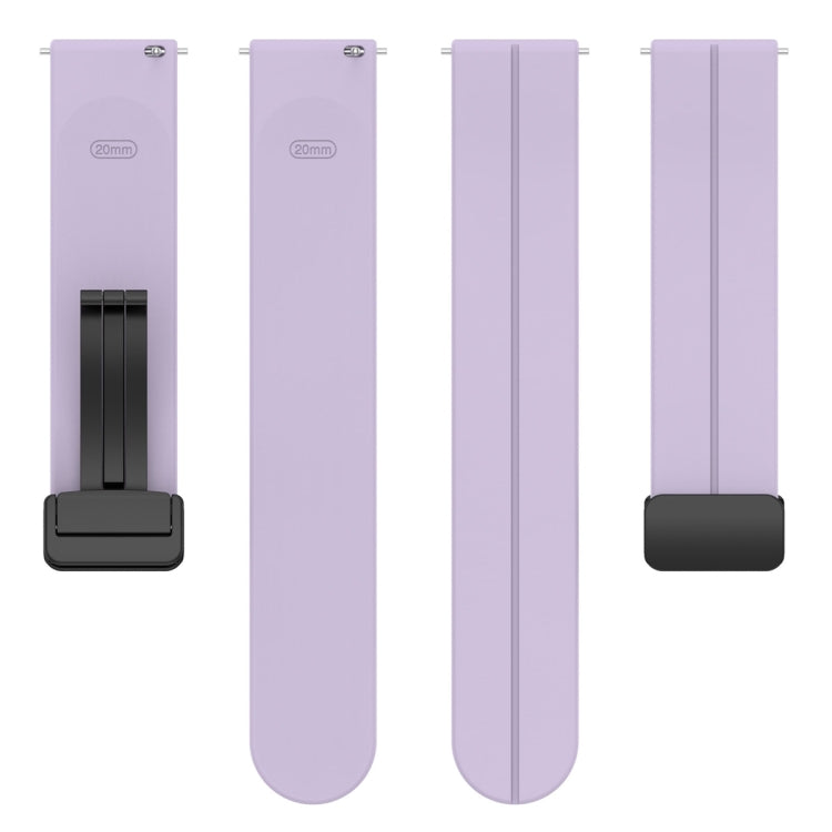 20mm Universal Flat Head Groove Folding Black Buckle Silicone Watch Band(Purple) - Smart Wear by PMC TechLife | Online Shopping South Africa | PMC TechLife
