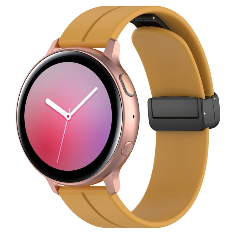 22mm Universal Flat Head Groove Folding Black Buckle Silicone Watch Band(Yellow) - Smart Wear by PMC TechLife | Online Shopping South Africa | PMC TechLife