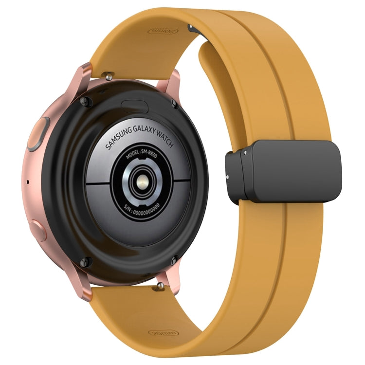 22mm Universal Flat Head Groove Folding Black Buckle Silicone Watch Band(Yellow) - Smart Wear by PMC TechLife | Online Shopping South Africa | PMC TechLife