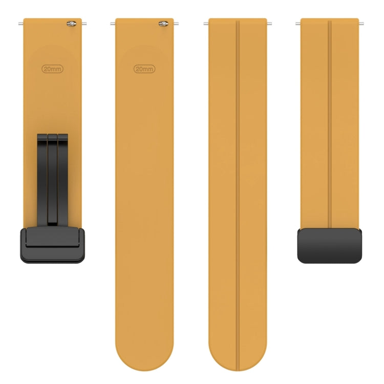 22mm Universal Flat Head Groove Folding Black Buckle Silicone Watch Band(Yellow) - Smart Wear by PMC TechLife | Online Shopping South Africa | PMC TechLife